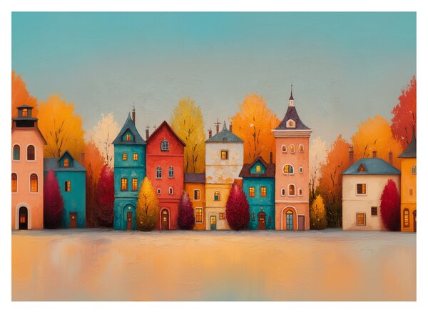 Obraz - Jesenná dedina (70x50 cm)