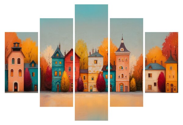 Obraz - Jesenná dedina (150x105 cm)