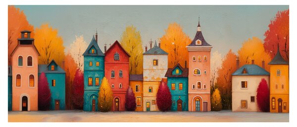 Obraz - Jesenná dedina (120x50 cm)