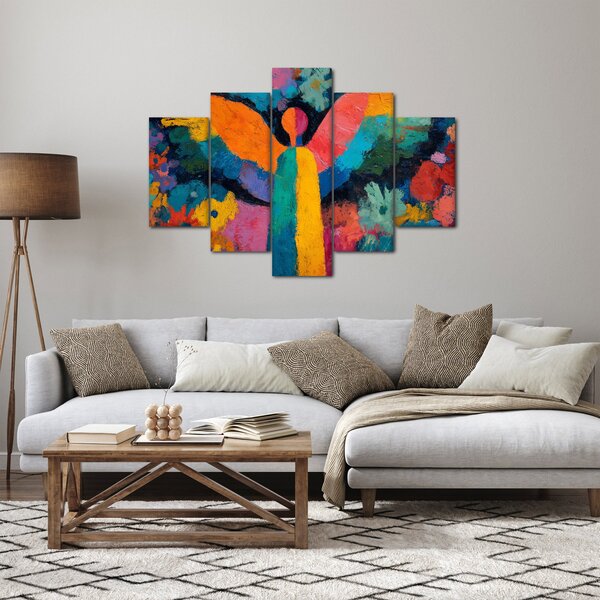 Obraz - Abstraktný anjel s kvetmi (150x105 cm)