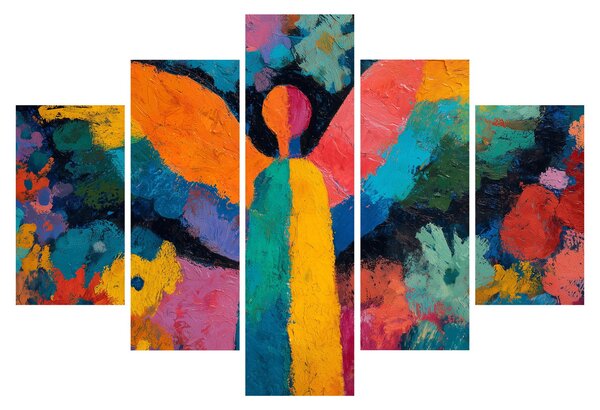 Obraz - Abstraktný anjel s kvetmi (150x105 cm)