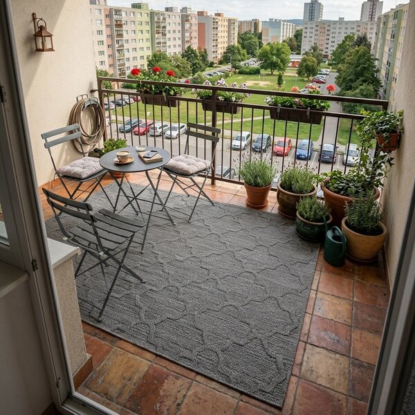 Ayyildiz , Kusový koberec Patara 4951 Grey – na von aj na doma, 80x250, šedá, chodba / predsieň