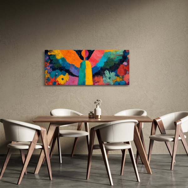 Obraz - Abstraktný anjel s kvetmi (120x50 cm)