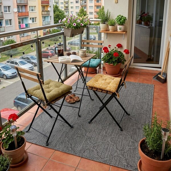 Ayyildiz , Kusový koberec Patara 4951 Grey – na von aj na doma, 80x250, šedá, chodba / predsieň