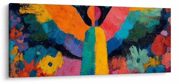 Obraz - Abstraktný anjel s kvetmi (120x50 cm)