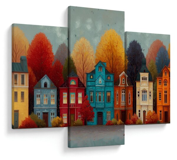 Obraz - Maľované jesenné mesto (90x60 cm)