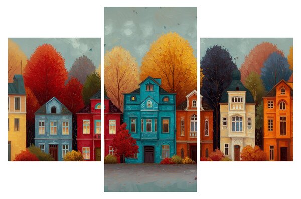 Obraz - Maľované jesenné mesto (90x60 cm)