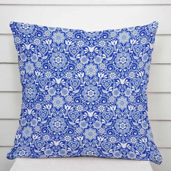 Biante Dekoračná obliečka na vankúš PML-100 Modro-biely ľudový ornament 30 x 50 cm