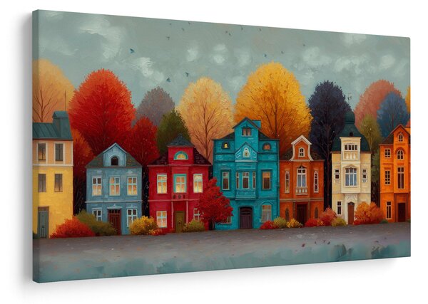 Obraz - Maľované jesenné mesto (90x60 cm)