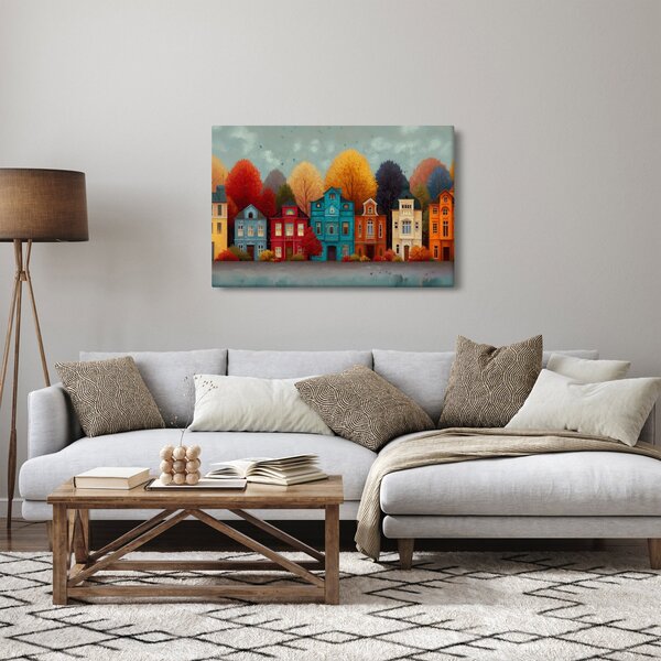 Obraz - Maľované jesenné mesto (90x60 cm)