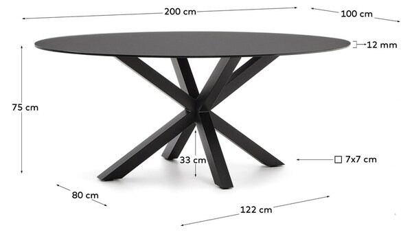 Jedálenský stôl so sklenenou doskou 100x200 cm Argo – Kave Home