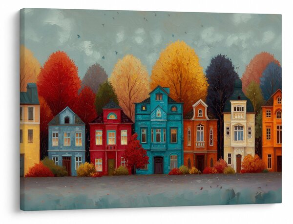 Obraz - Maľované jesenné mesto (70x50 cm)