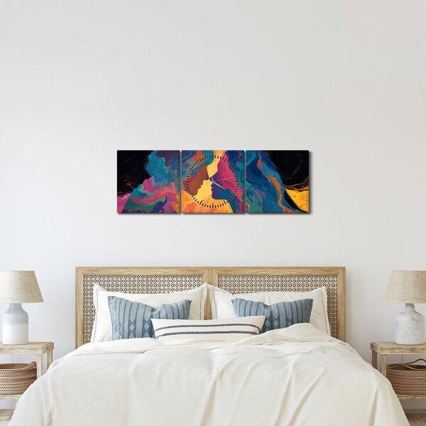 Obraz - Vesmírna láska (s hodinami) (90x30 cm)