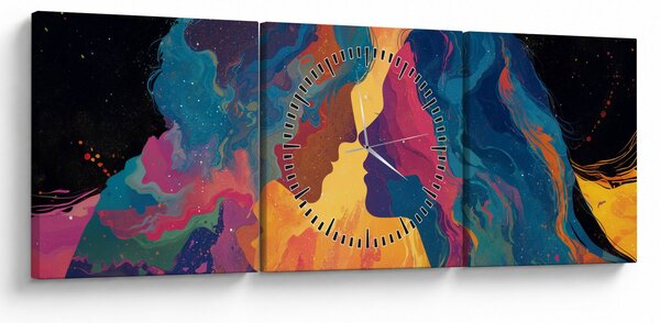 Obraz - Vesmírna láska (s hodinami) (90x30 cm)
