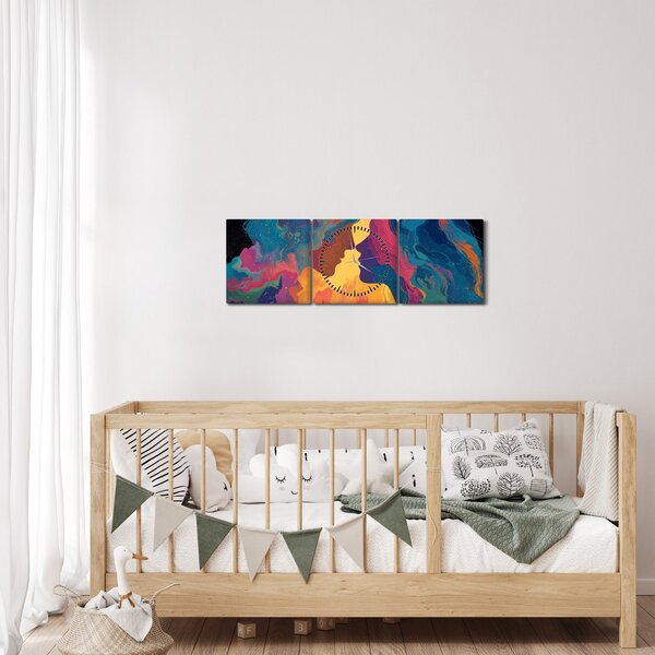 Obraz - Vesmírna láska (s hodinami) (90x30 cm)
