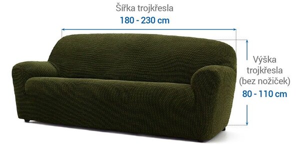 Super strečové poťahy NIAGARA zelená trojkreslo (š. 180 - 230 cm)