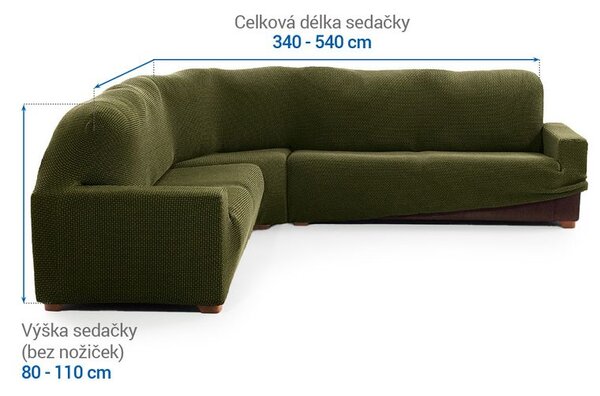 Super strečové poťahy NIAGARA zelená rohová sedačka (š. 340 - 540 cm)