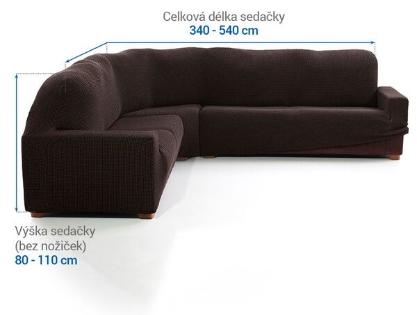 Super strečové poťahy NIAGARA čokoládová rohová sedačka (š. 340 - 540 cm)