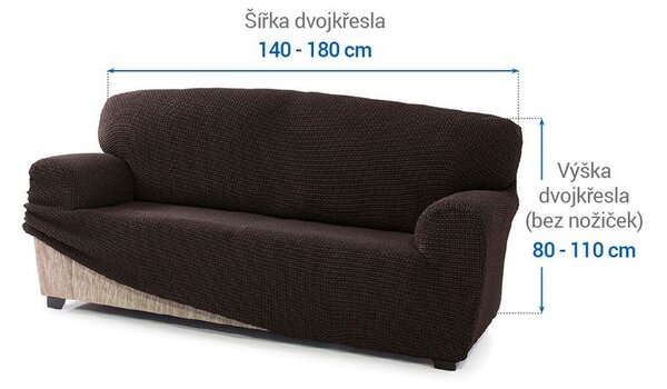 Super strečové poťahy NIAGARA čokoládová dvojkreslo (š. 140 - 180 cm)