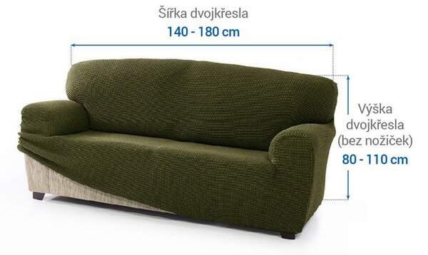 Super strečové poťahy NIAGARA zelená dvojkreslo (š. 140 - 180 cm)