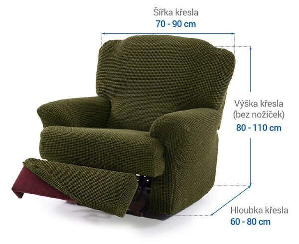 Super strečové poťahy NIAGARA zelená relaxačné kreslo (š. 70 - 90 cm)