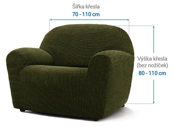 Super strečové poťahy NIAGARA zelená kreslo (š. 70 - 110 cm)
