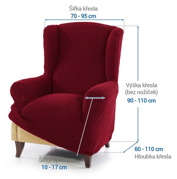 Super strečové poťahy NIAGARA bordó kreslo ušiak (š. 70 - 95 cm)