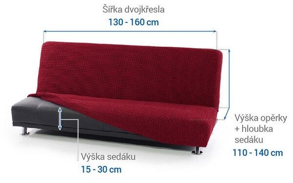 Super strečové poťahy NIAGARA bordó dvojkreslo s drevenými rúčkami (š. 130 - 160 cm)