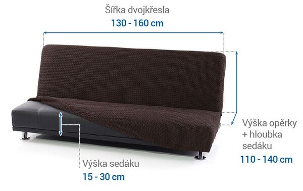 Super strečové poťahy NIAGARA čokoládová dvojkreslo s drevenými rúčkami (š. 130 - 160 cm)