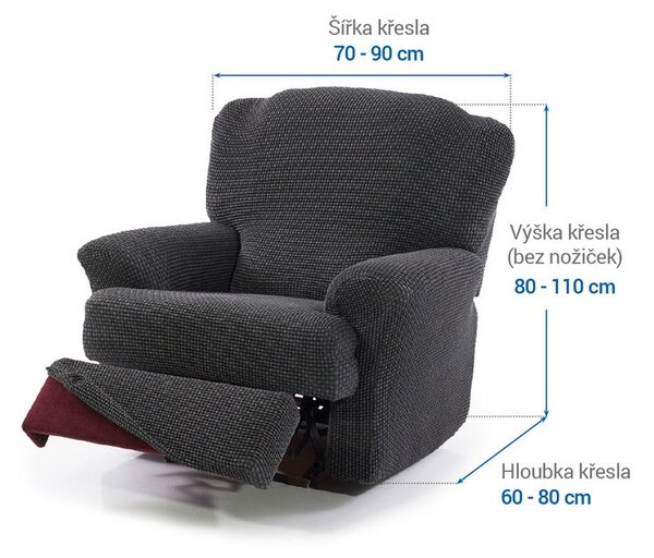 Super strečové poťahy NIAGARA antracitová relaxačné kreslo (š. 70 - 90 cm)