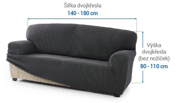 Super strečové poťahy NIAGARA antracitová dvojkreslo (š. 140 - 180 cm)