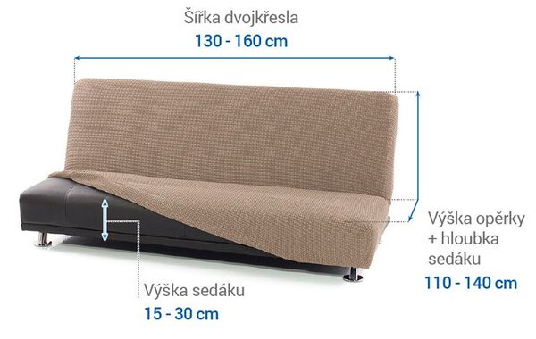 Super strečové poťahy NIAGARA oriešková dvojkreslo s drevenými rúčkami (š. 130 - 160 cm)