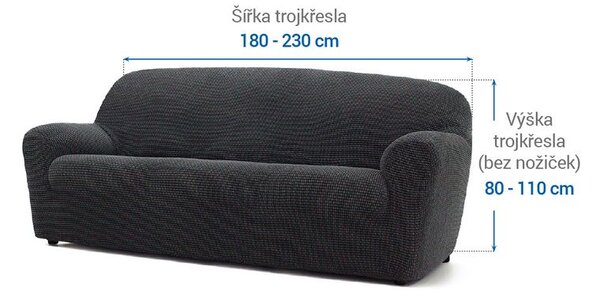 Super strečové poťahy NIAGARA antracitová trojkreslo (š. 180 - 230 cm)