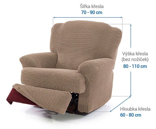 Super strečové poťahy NIAGARA oriešková relaxačné kreslo (š. 70 - 90 cm)