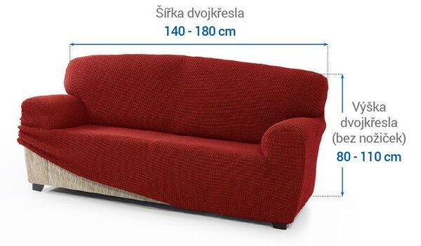 Super strečové poťahy NIAGARA tehlová dvojkreslo (š. 140 - 180 cm)