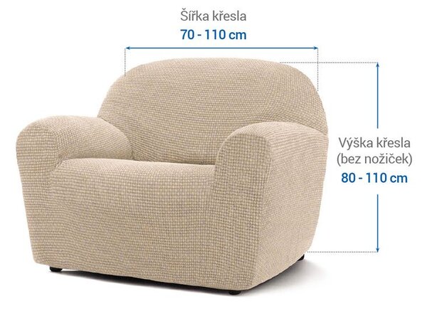 Super strečové poťahy NIAGARA smotanová kreslo (š. 70 - 110 cm)