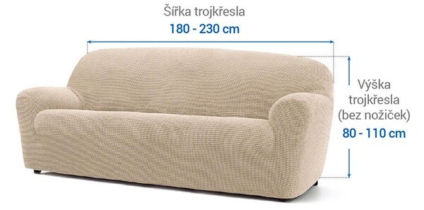 Super strečové poťahy NIAGARA smotanová trojkreslo (š. 180 - 230 cm)