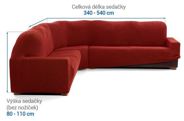 Super strečové poťahy NIAGARA tehlová rohová sedačka (š. 340 - 540 cm)