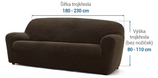 Super strečové poťahy NIAGARA tabaková trojkreslo (š. 180 - 230 cm)