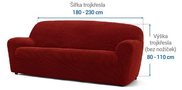 Super strečové poťahy NIAGARA tehlová trojkreslo (š. 180 - 230 cm)
