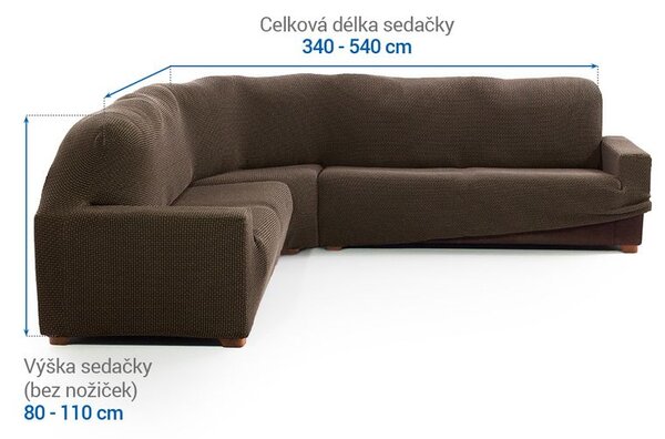 Super strečové poťahy NIAGARA tabaková rohová sedačka (š. 340 - 540 cm)
