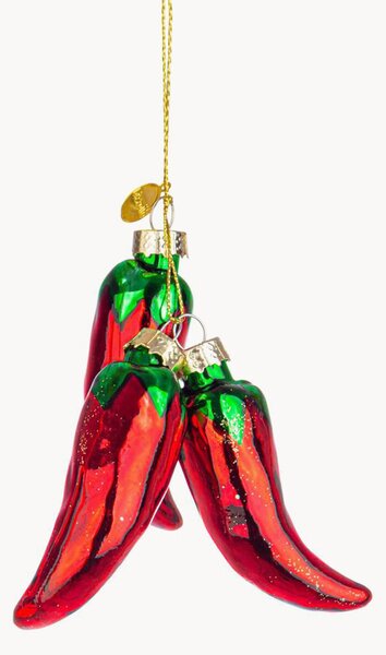 Sklenené vianočné ozdoby Chili, 6 ks