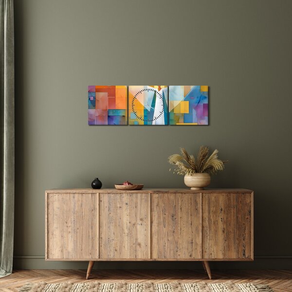 Obraz - Geometrický anjel (s hodinami) (90x30 cm)