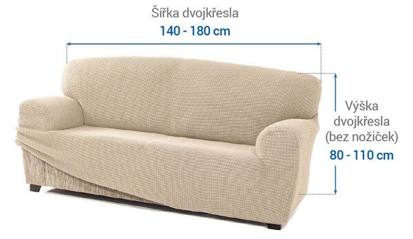 Super strečové poťahy NIAGARA smotanová dvojkreslo (š. 140 - 180 cm)