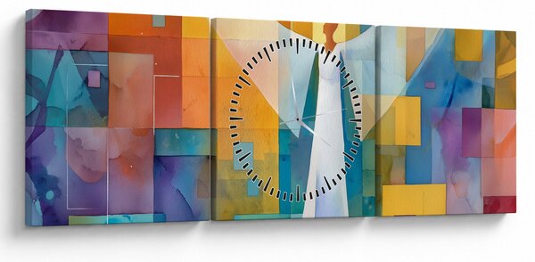 Obraz - Geometrický anjel (s hodinami) (90x30 cm)