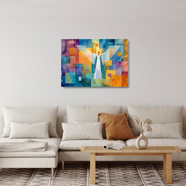 Sklenený obraz - Geometrický anjel (70x50 cm)