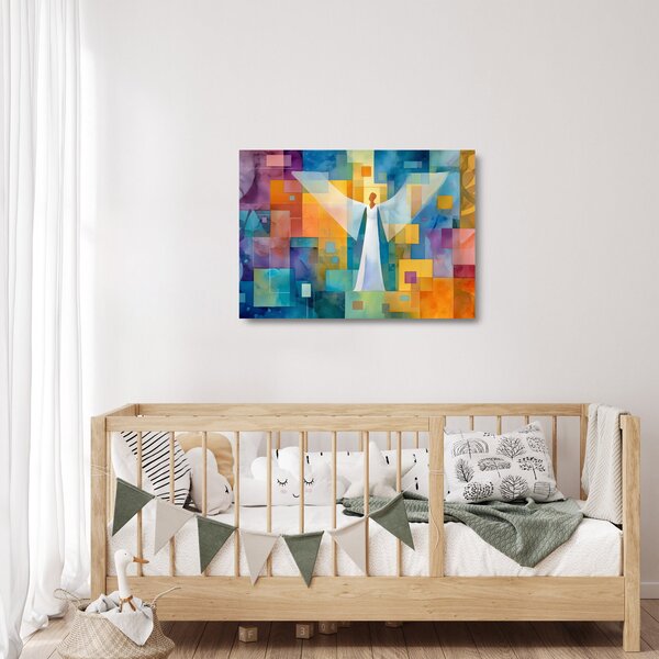 Sklenený obraz - Geometrický anjel (70x50 cm)