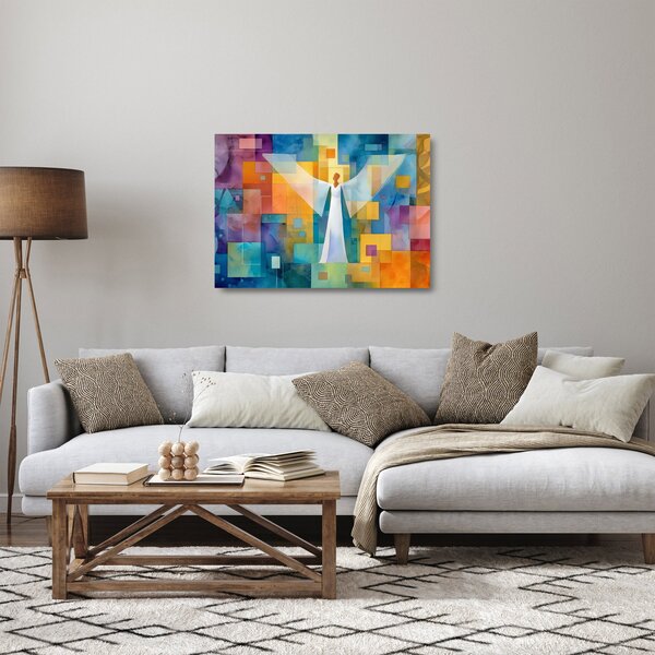 Sklenený obraz - Geometrický anjel (70x50 cm)