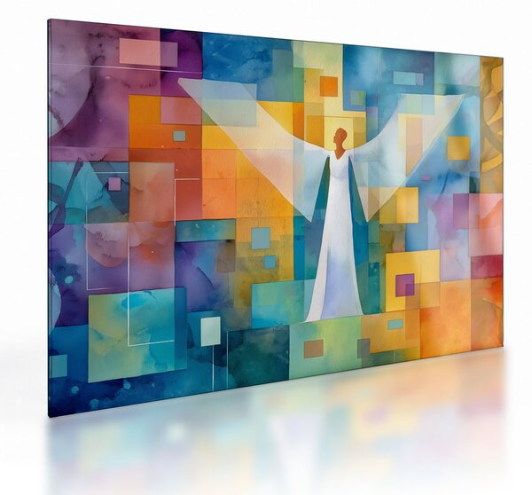 Sklenený obraz - Geometrický anjel (70x50 cm)