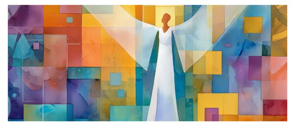 Obraz - Geometrický anjel (120x50 cm)